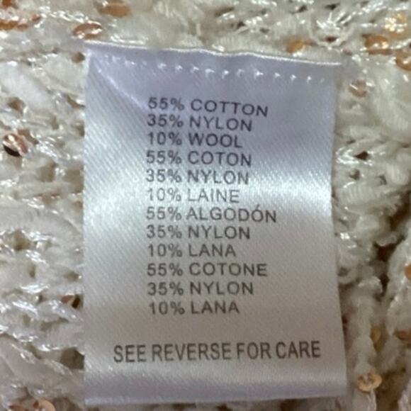 Miracle City White Wool Blend Knitted Sequin Long Sleeve Pullover Top Size S/M - Picture 5 of 5